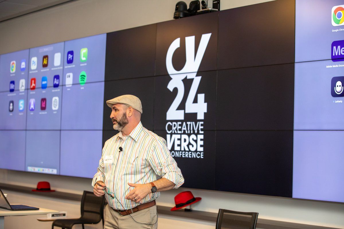 Brian on stage at CreativeVerse 2024
